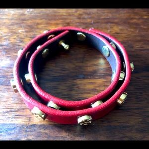 Tory Burch red and gold wrap bracelet
